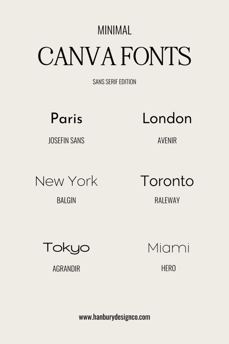 Six Minimal Canva Fonts for Your Branding | Hanbury Design Co.